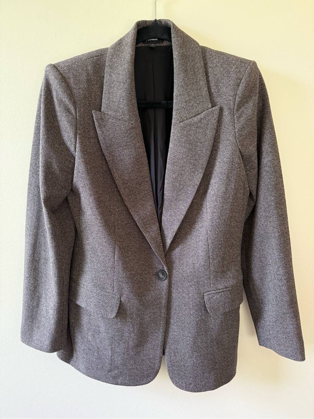 Express Editor Gray Structured Shoulder Pad Blazer Size S